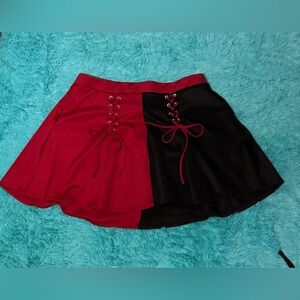 Red and Black Pleated Skirt Size 3